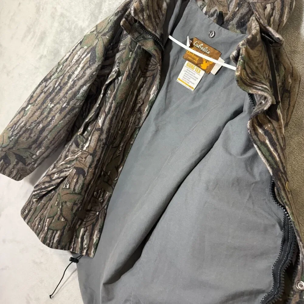 Vintage Cabela's GORE-TEX Realtree Trebark Camo Hunting Field Jacket Sz M READ